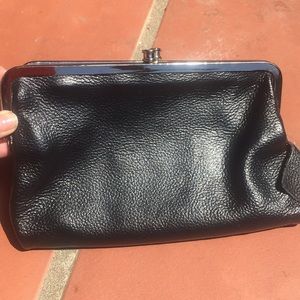 Black leather snap purse